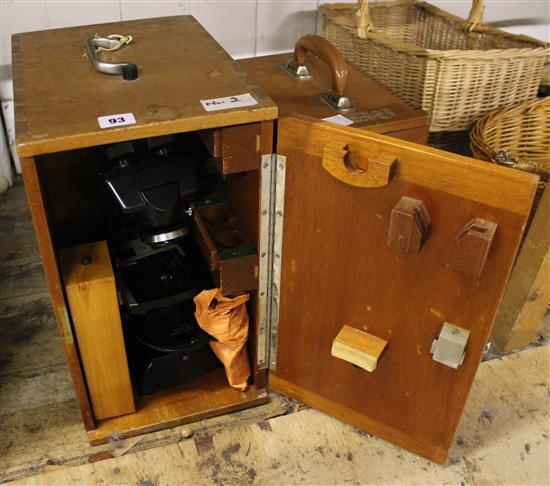 2 cased microscopes